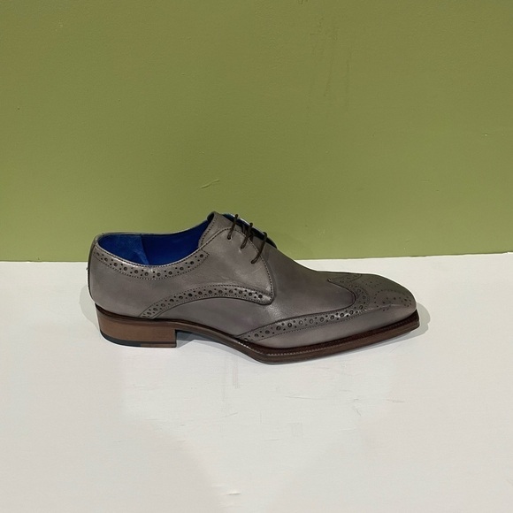 Emilio Franco shoes dressy gray leather calf wing tip - Picture 2 of 5